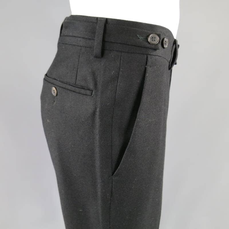 GUCCI Size 34 Black Wool Blend Side Tab Dress Pants eBay