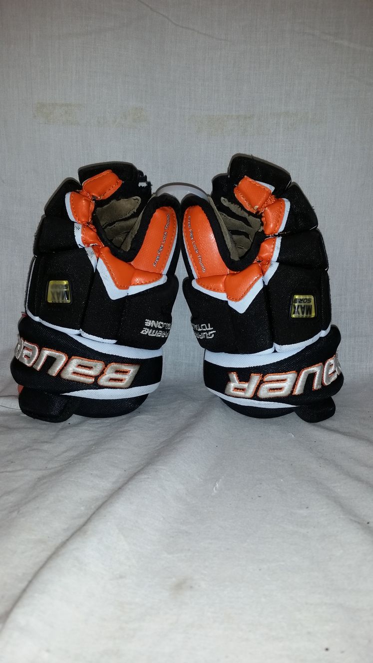 Used Bauer Supreme Total One Size 10" BlackOrange Ice Hockey Gloves eBay
