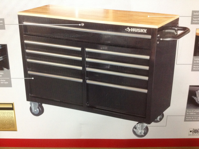 Husky 46 In 9 Drawer Mobile Workbench With Solid Wood Top New In